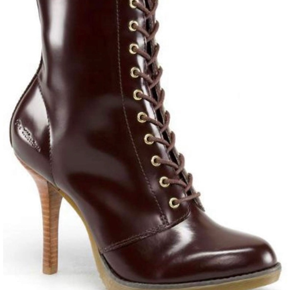Dr. Martens Kimora Burgundy Oxblood Lace-Up Zip Heeled Ankle Boots UK6/US8/EU39